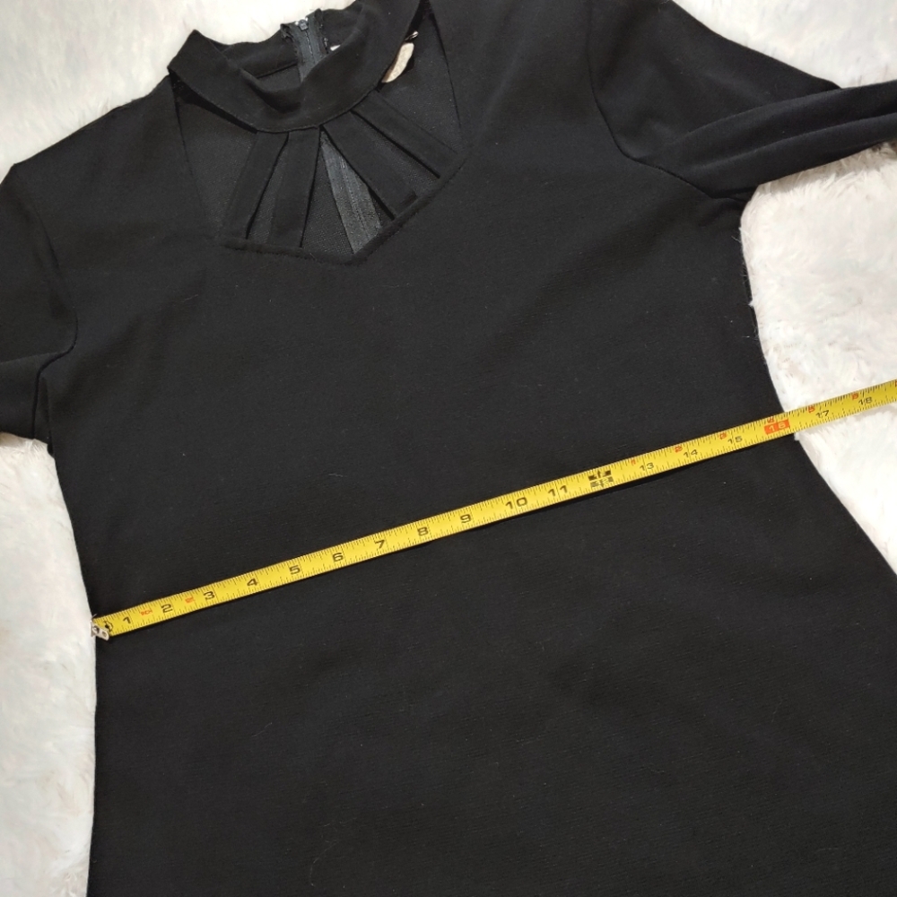 90s Vintage Marnie West Gothic Black Choker Cut Out Neckline Dress 13 - Picture 10 of 12